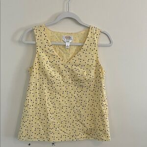Vintage‎ Talbots Polka Dot Top Babydoll Y2k Cotton Yellow Retro S Stretch